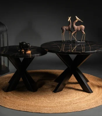 Nested Coffee Table with Gloss and Matt Combination Set of 2 1