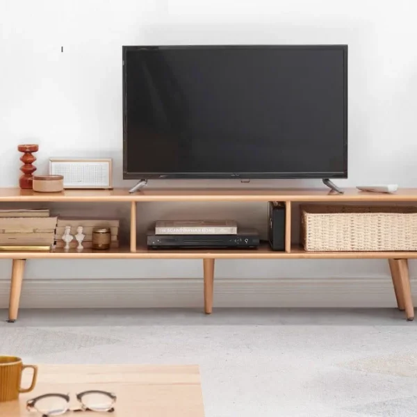 Beech solid wood TV cabinet open storage