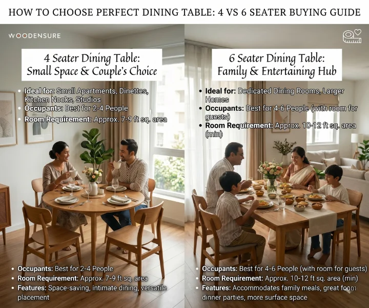 How to Choose Perfect Dining Table 4 vs 6 Seater Buying Guide