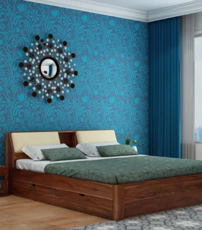 Rubikk Solid Sheesham Wood Bed With Four Drawers
