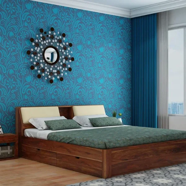 Rubikk Solid Sheesham Wood Bed With Four Drawers