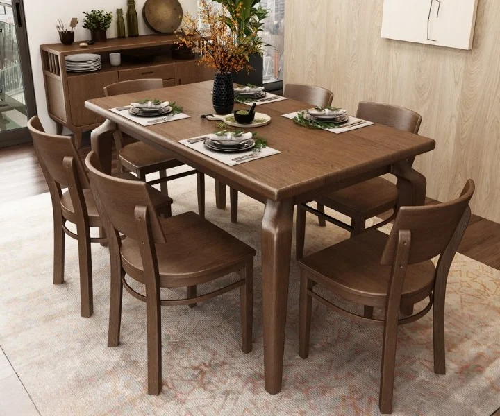 6-Seater Wooden Dining Table: Timeless Design for Family Dining